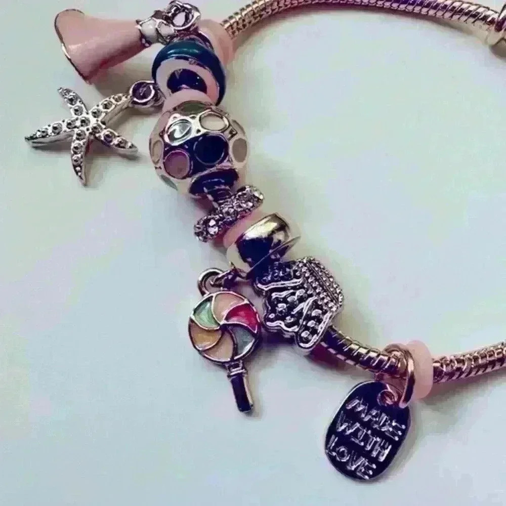 GOLD Tone Adjustable length Charm Beacelet - Picture 7 of 11